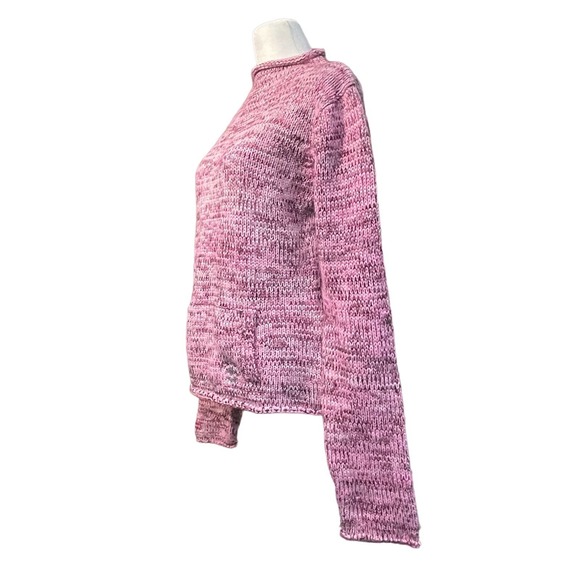 Billabong Womens XL Wool Blend Mock Neck Pink Knit Long Sleeve Boho Sweater Y2K - Picture 5 of 13